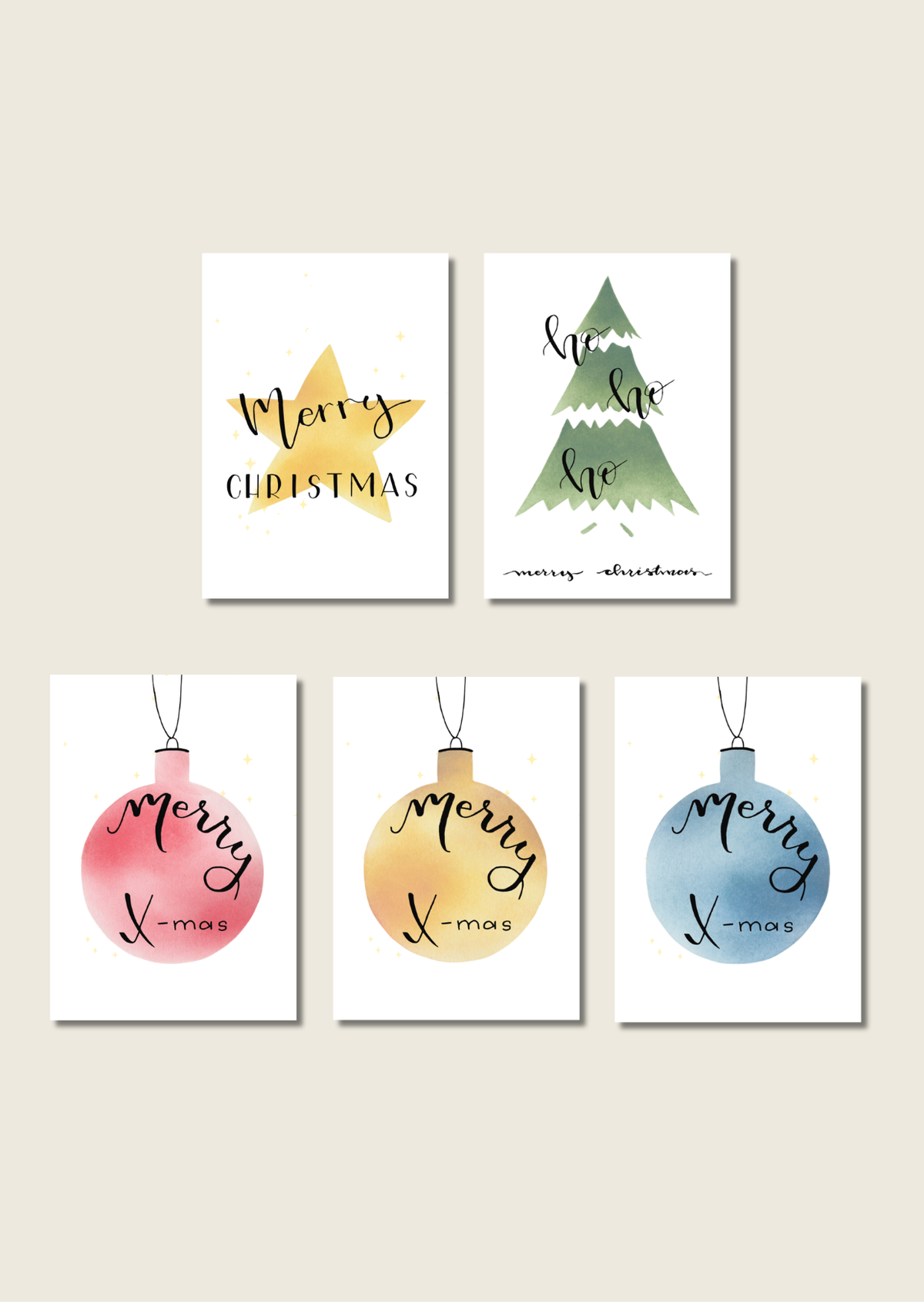 Kerstkaarten kerstsymbolen - Los of als set