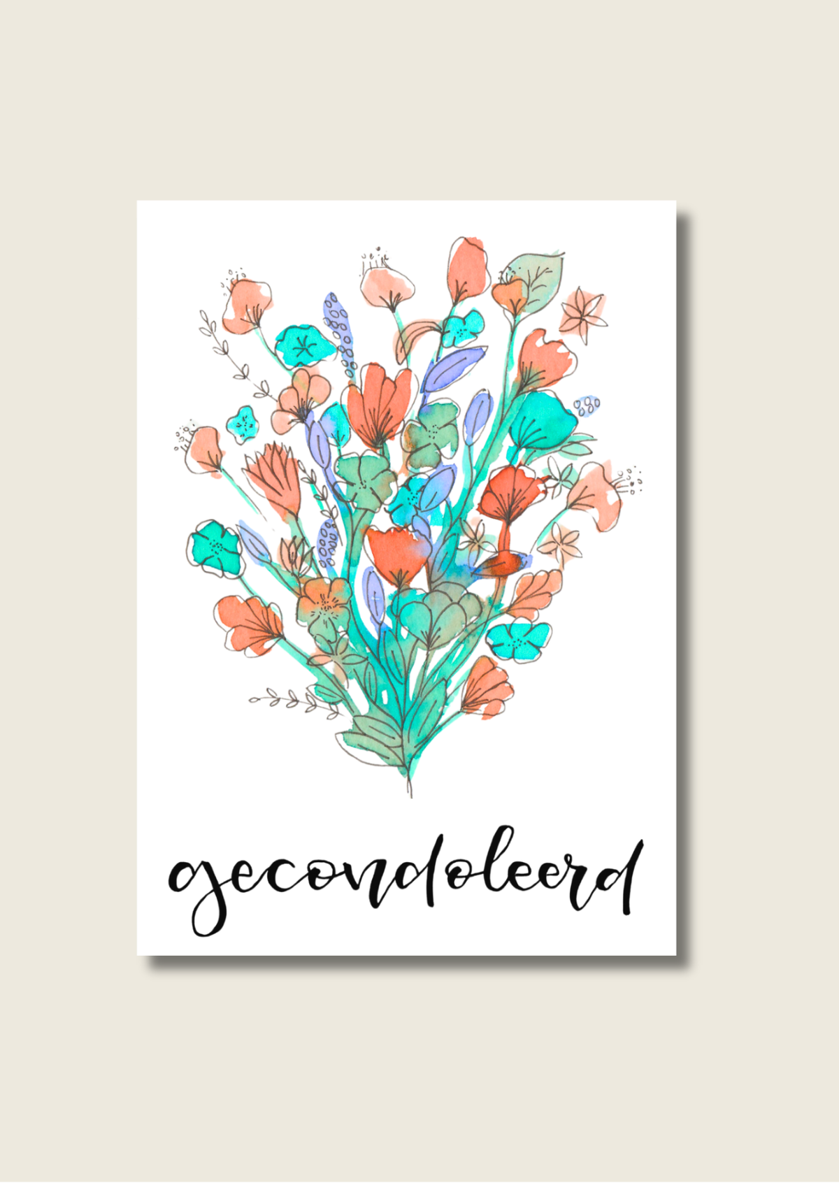 Wenskaart - Gecondoleerd bloemen