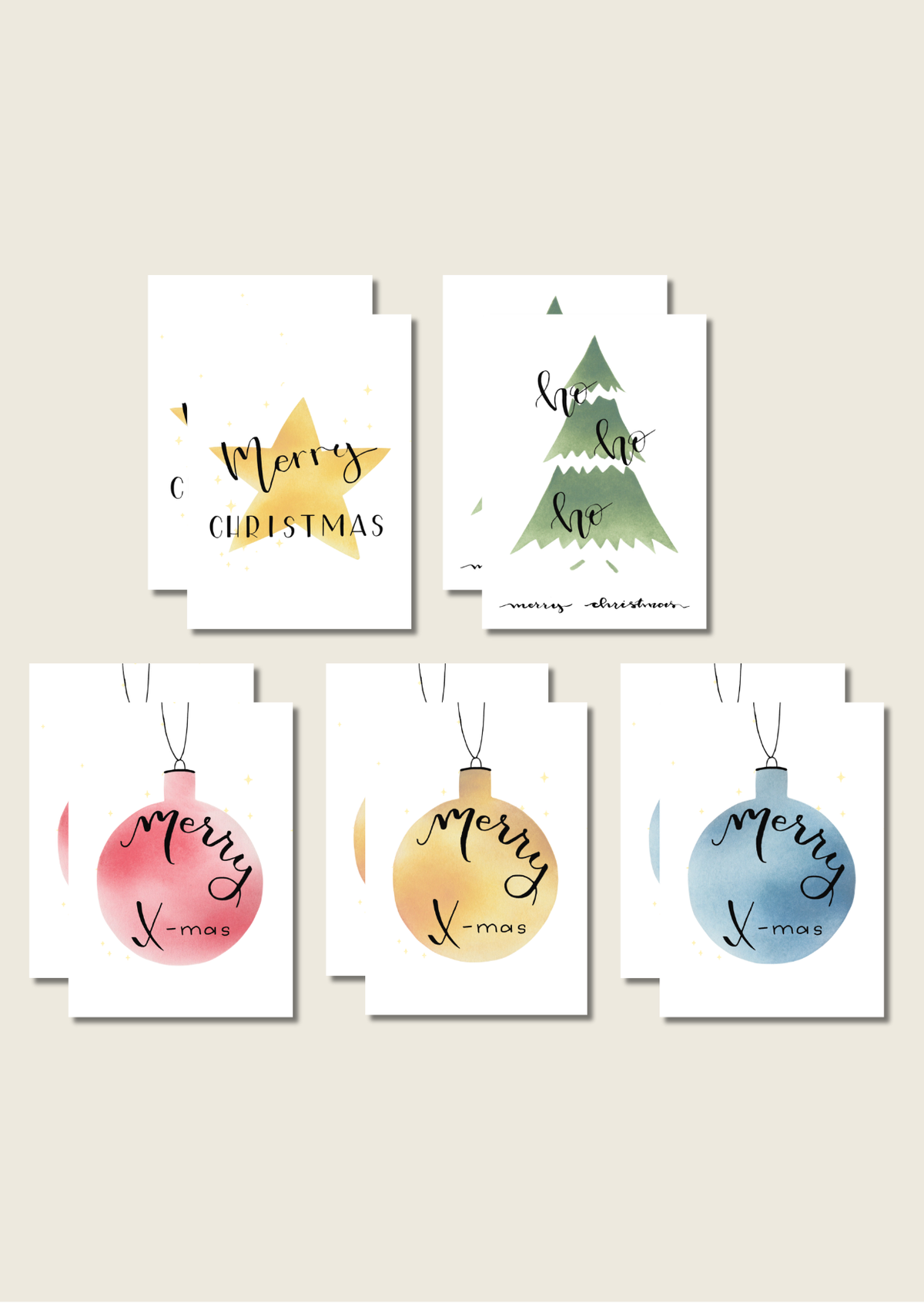Kerstkaarten kerstsymbolen - Los of als set