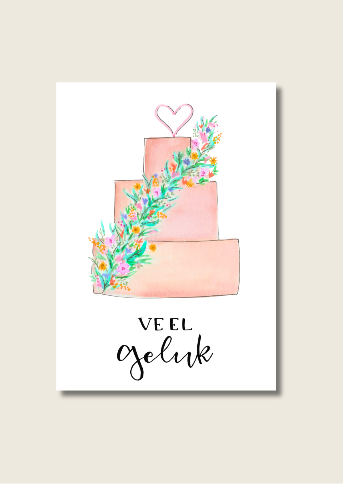 Wenskaart - Veel geluk bruidstaart