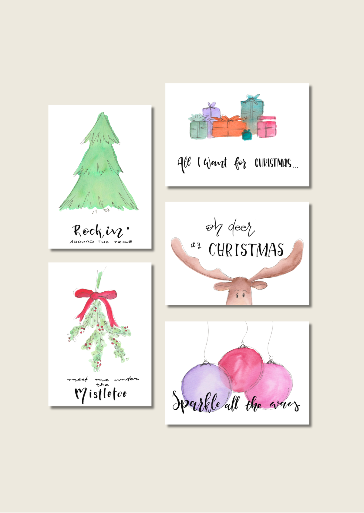 Kerstkaarten kerstillustraties - Los of als set